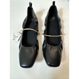 Worthington Talmond Women's Square Closed Toe Ballet Flats 11M Black Memory Foam